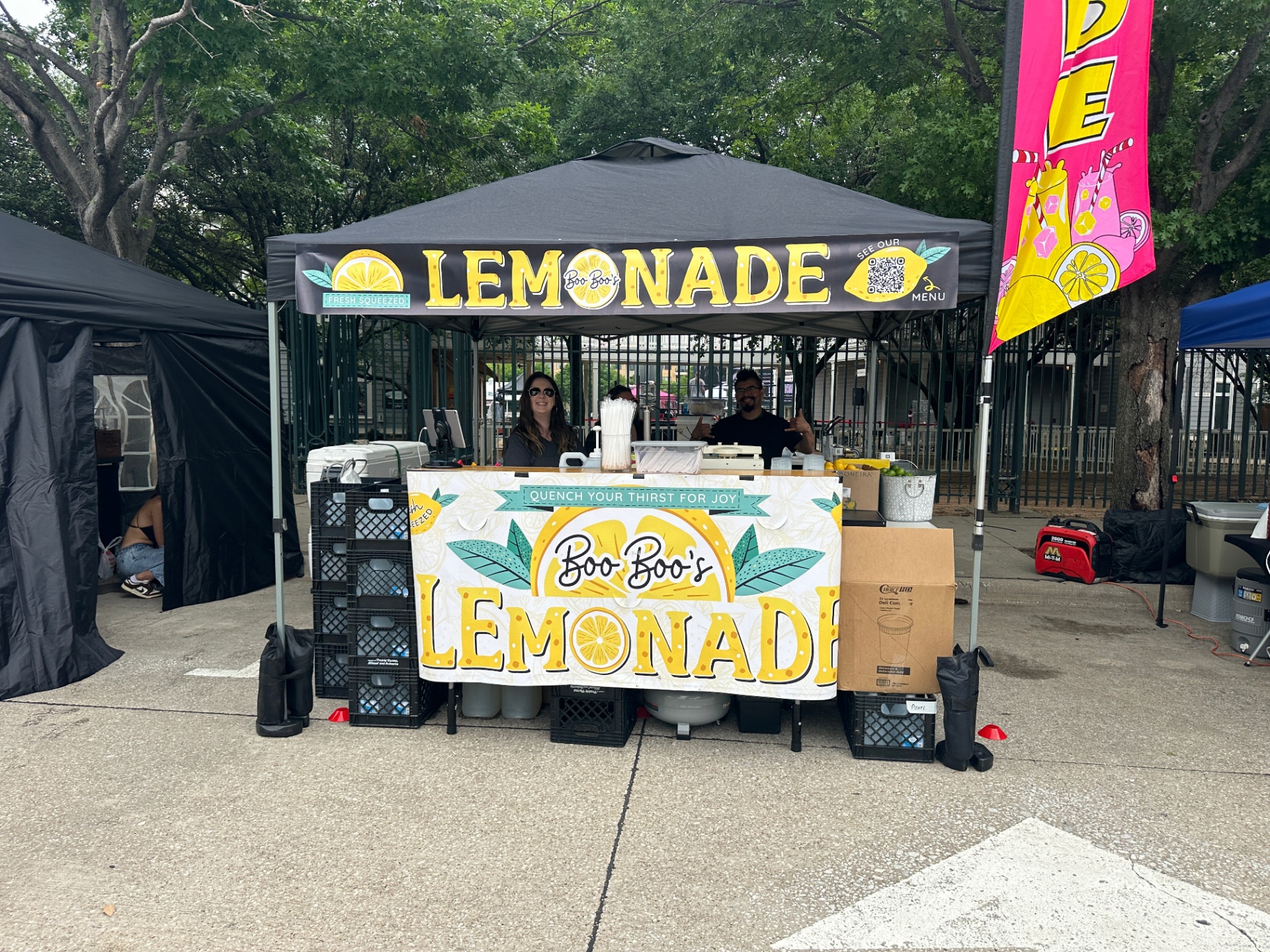 Community event booth staffed and ready to serve