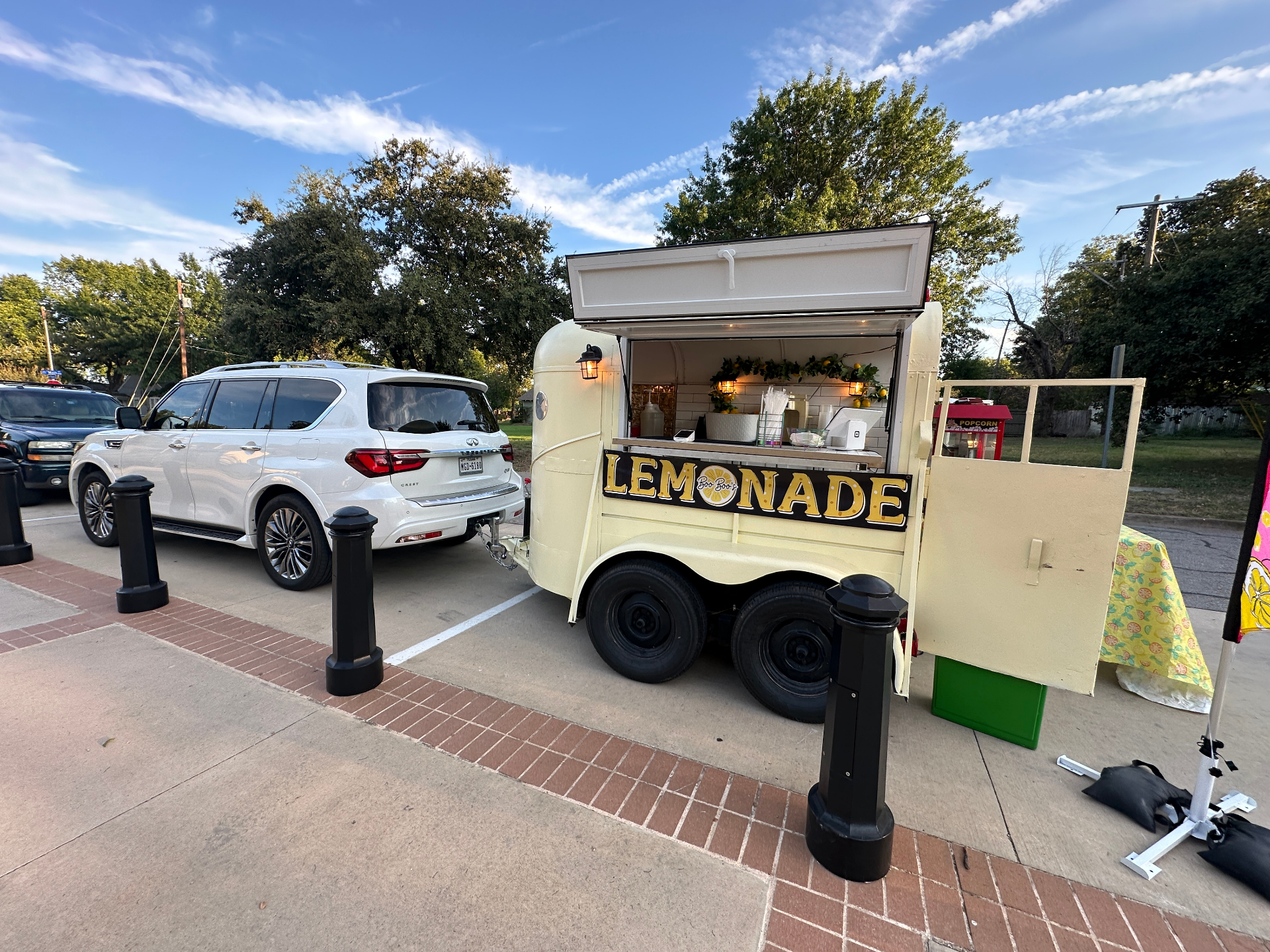 Cream trailer side view parked at event