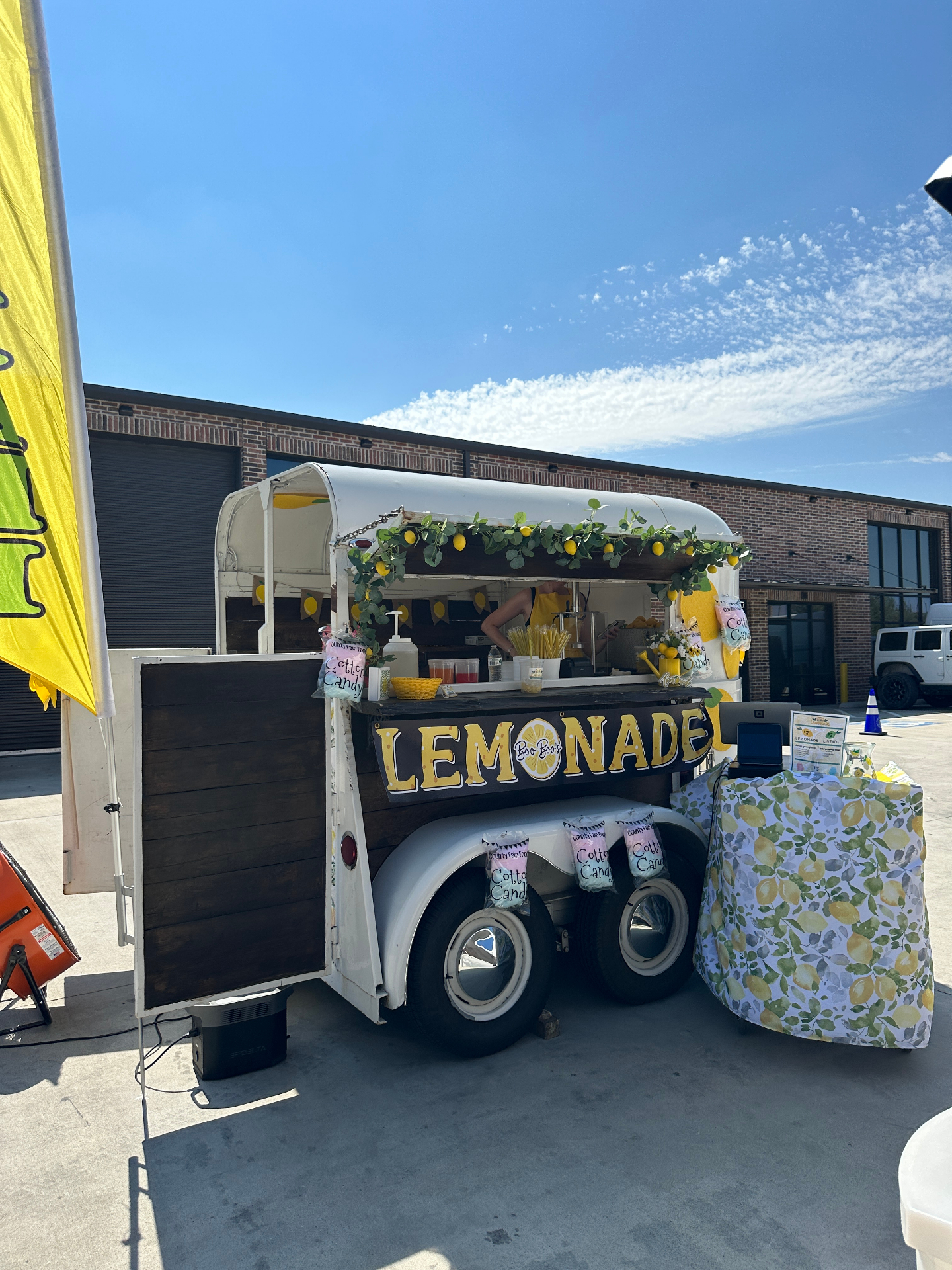 Vintage horse trailer converted to lemonade stand
