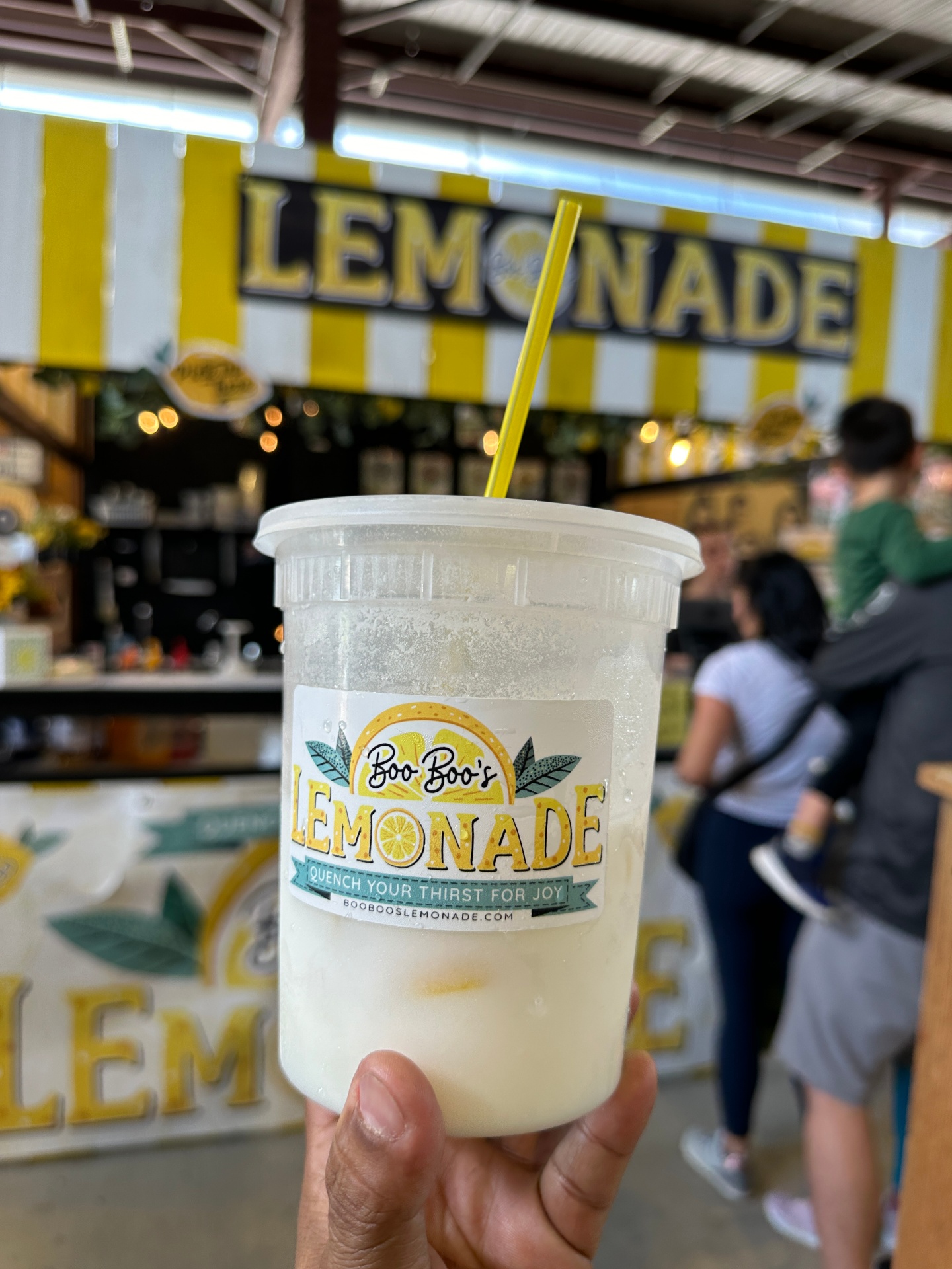 Closeup of branded Boo Boo's lemonade cup