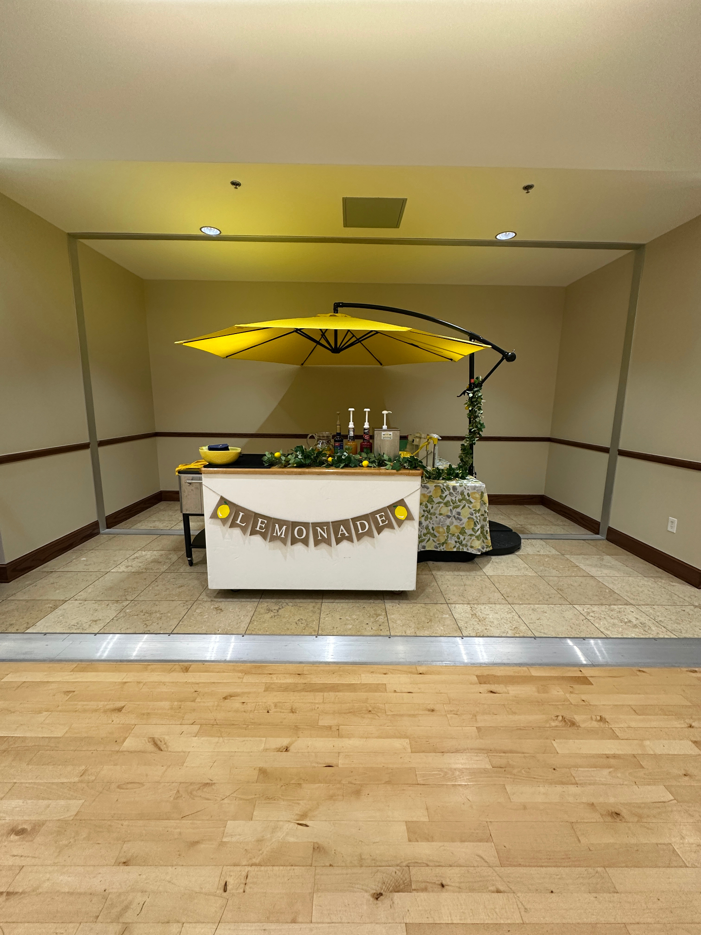 Wide view of compact lemonade setup