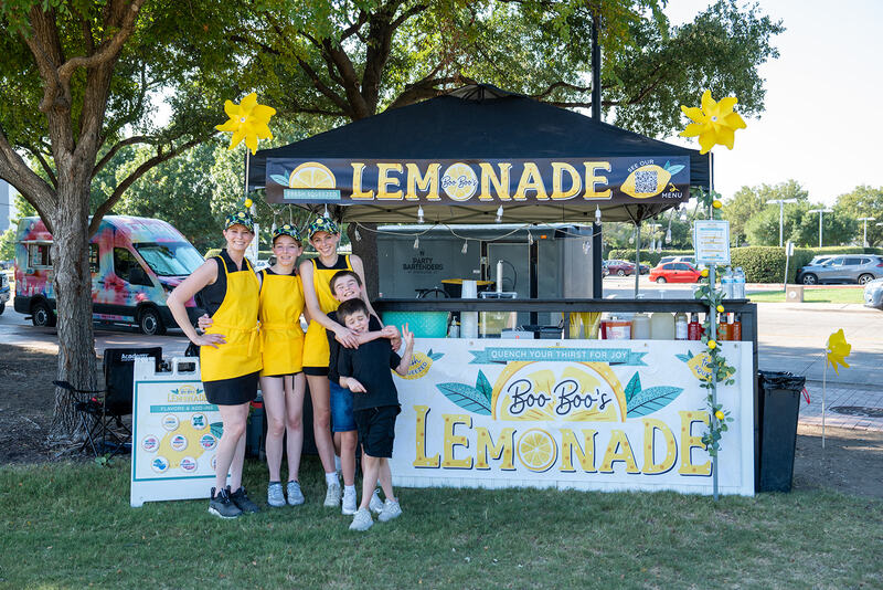 The family at our outdoor tent setup