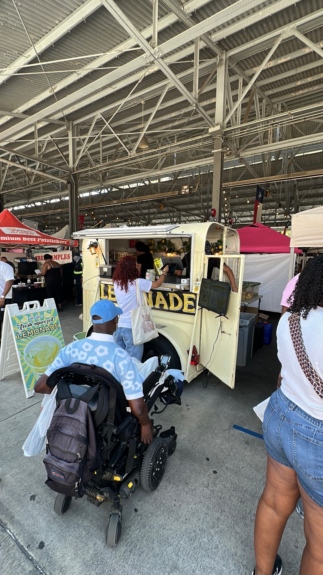 Busy customers ordering at the lemonade trailer