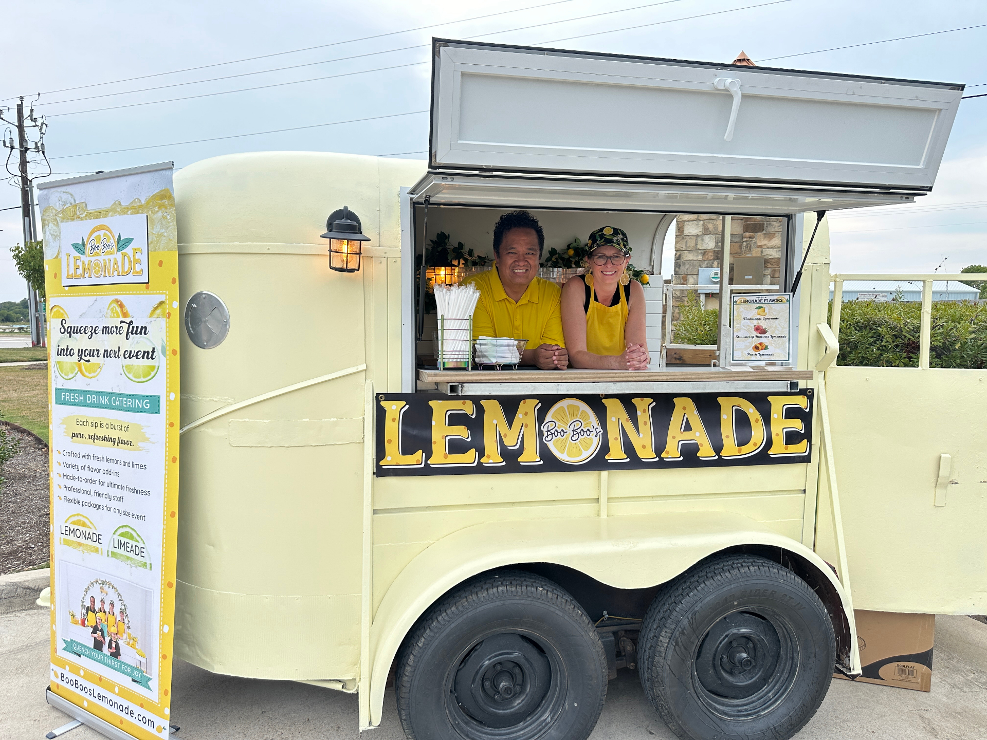 Don and Amy at the Boo Boo's Lemonade trailer